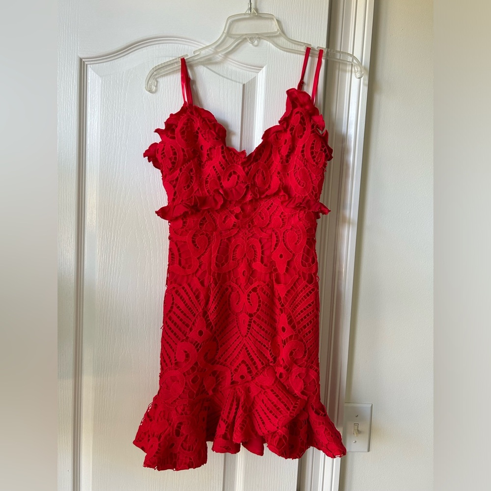 Selfie Leslie Red Adjustable Spaghetti Strap Dress